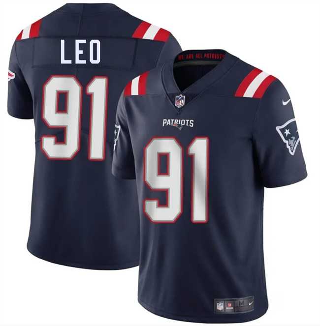 Men & Women & Youth New England Patriots #91 Titus Leo Navy 2025 Vapor Limited Stitched Jersey